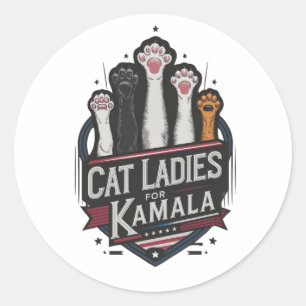 Cat Ladies For Kamala (7) Classic Round Sticker