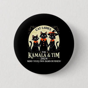 Cat Ladies For Kamala And Tim 2024 Vintage Usa Ele 6 Cm Round Badge