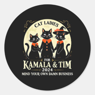Cat Ladies For Kamala And Tim 2024 Vintage Usa Ele Classic Round Sticker