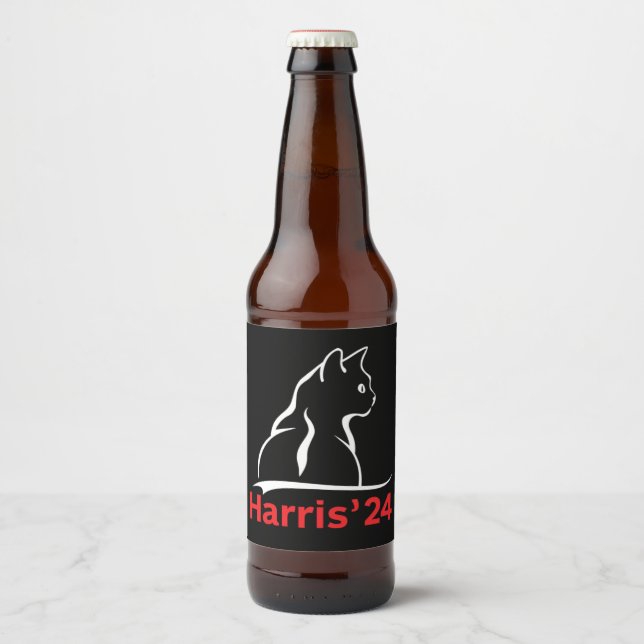 Cat Ladies for Kamala Cat 2024 President Kamala  Beer Bottle Label (Front)