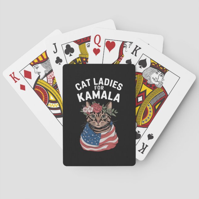 Cat Ladies For Kamala Cat Lady Harris Election Playing Cards (Back)
