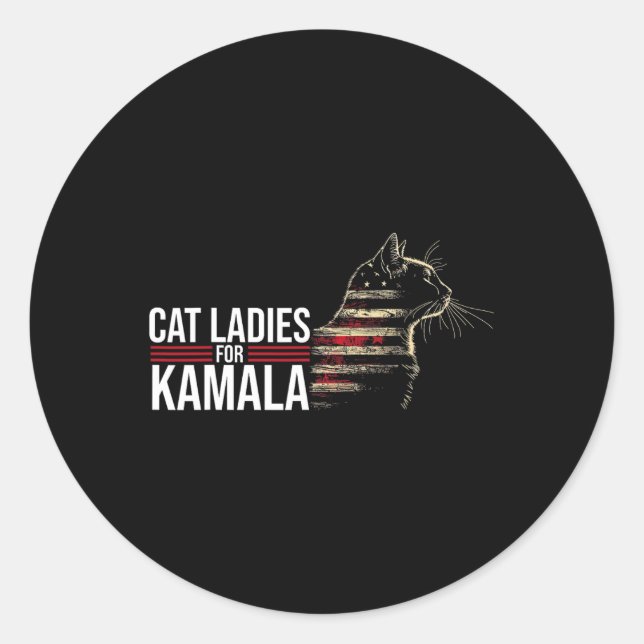 Cat Ladies For Kamala  Classic Round Sticker (Front)