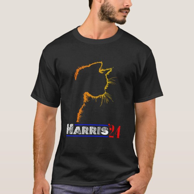 Cat Ladies for Kamala Funny Cat 2024 Kamala Harris T-Shirt (Front)