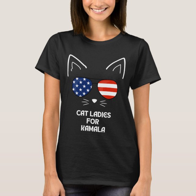 Cat Ladies for Kamala Funny Cat 2024 T-Shirt (Front)