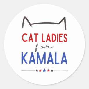 Cat Ladies For Kamala Funny Cat Lover Classic Round Sticker
