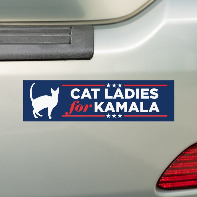 Cat Ladies for Kamala Harris 2024 Bumper Sticker (On Car)