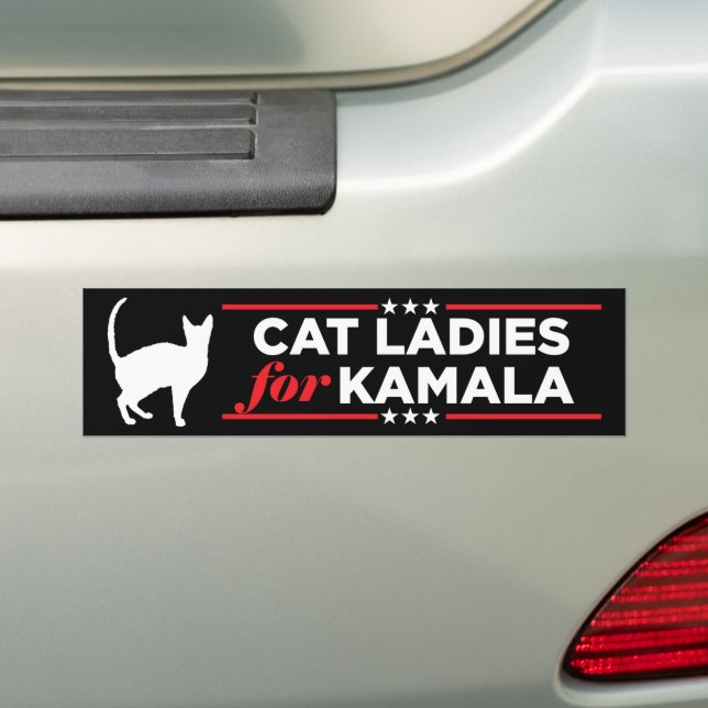 Cat Ladies for Kamala Harris 2024 Bumper Sticker (On Car)