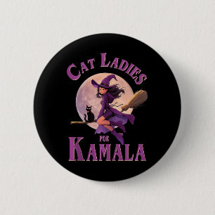 Cat Ladies For Kamala Harris 2024 Funny Cat Hallow 6 Cm Round Badge