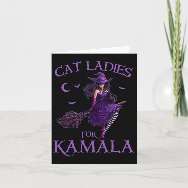 Cat Ladies For Kamala Harris 2024 Witches Harris H Card (Front)