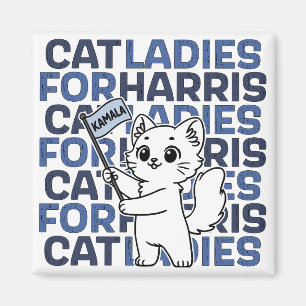 Cat Ladies For Kamala Harris for President 2024 Magnet