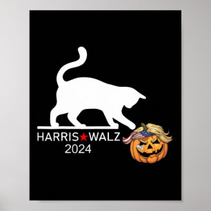 Cat Ladies For Kamala Harris Funny Trump Hair 2024 Poster