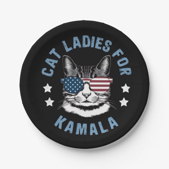 Cat Ladies For Kamala Paper Plate (Front)