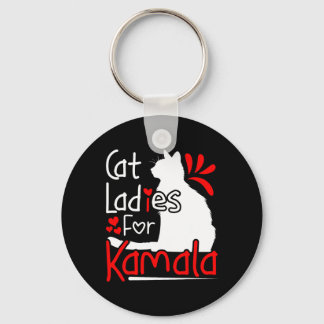 Cat Ladies For Kamala Silhouette Graphic  Key Ring
