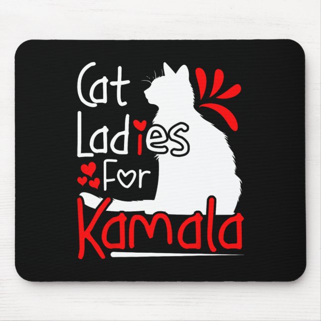 Cat Ladies For Kamala Silhouette Graphic  Mouse Mat (Front)