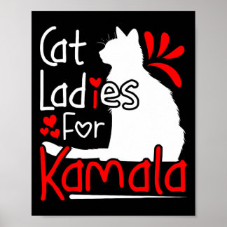 Cat Ladies For Kamala Silhouette Graphic  Poster