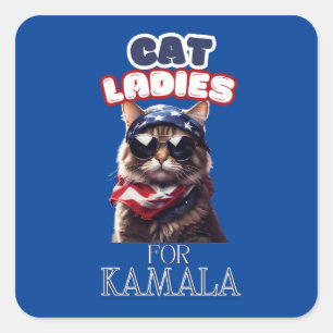 Cat Ladies For Kamala USA Square Sticker