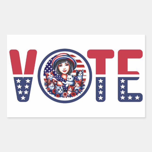 Cat Ladies for Kamala Vote Rectangular Sticker (Front)