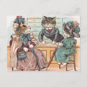 Cat Ladies Shopping Postcard