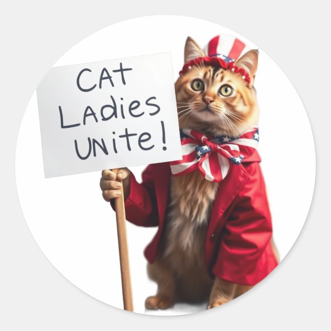 Cat Ladies Unite Kamala Harris for President Funny Classic Round Sticker (Front)