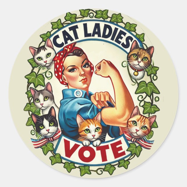 Cat Ladies Vote                                    Classic Round Sticker (Front)