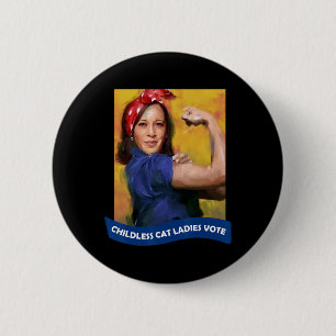 Cat Ladies Vote Kamala 2024 Rosie The Riveter 6 Cm Round Badge