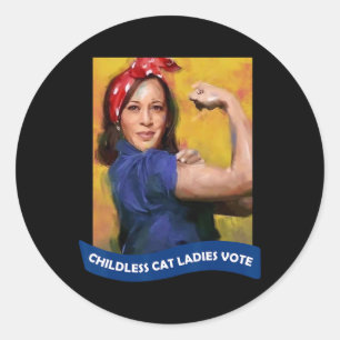 Cat Ladies Vote Kamala 2024 Rosie The Riveter Classic Round Sticker
