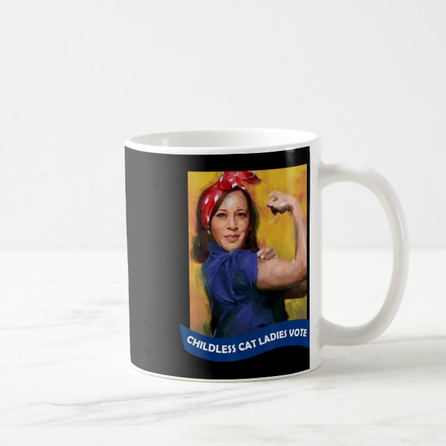Cat Ladies Vote Kamala 2024 Rosie The Riveter  Coffee Mug (Right)