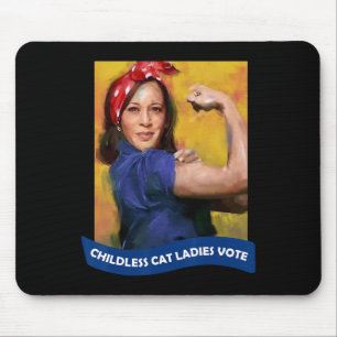 Cat Ladies Vote Kamala 2024 Rosie The Riveter Mouse Mat