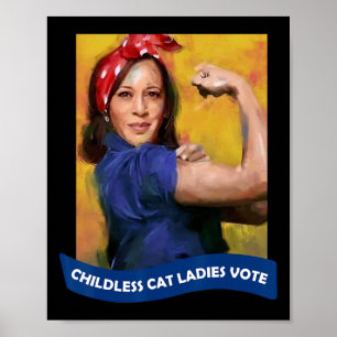 Cat Ladies Vote Kamala 2024 Rosie The Riveter  Poster