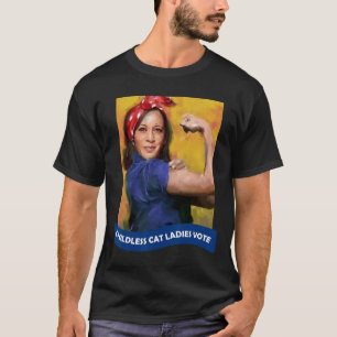 Cat Ladies Vote Kamala 2024 Rosie The Riveter  T-Shirt