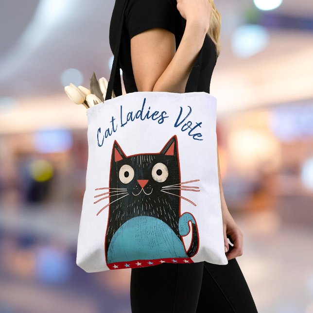Cat Ladies Vote Script Feminist Rustic Bold Cute Tote Bag (Creator Uploaded)