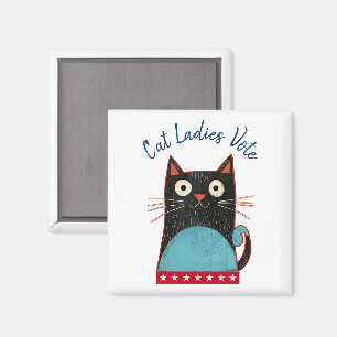 Cat Ladies Vote Script Feminist Rustic Funny Cute Magnet