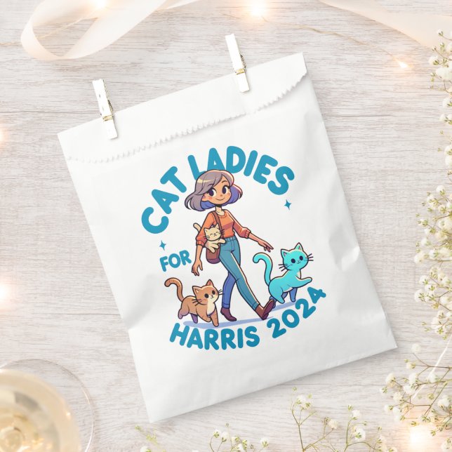 Cat Ladies Walk With Kamala Harris Cute Favour Bag (Clipped)