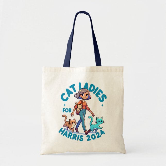 Cat Ladies Walk With Kamala Harris Cute Tote Bag (Front)
