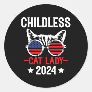 Cat Lady 2024 Funny Political Elections Democrat 5 Classic Round Sticker