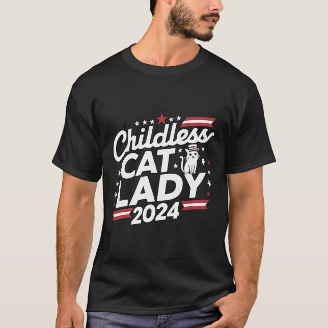 Cat Lady 2024 Funny Political Elections Democrat  T-Shirt (Front)