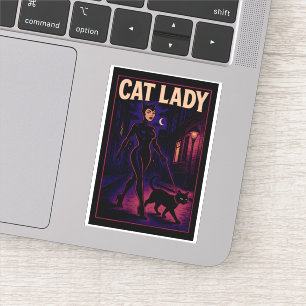 Cat Lady -Cats Art Lover- City Night Comic Graphic