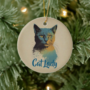 Cat Lady Ceramic Ornament