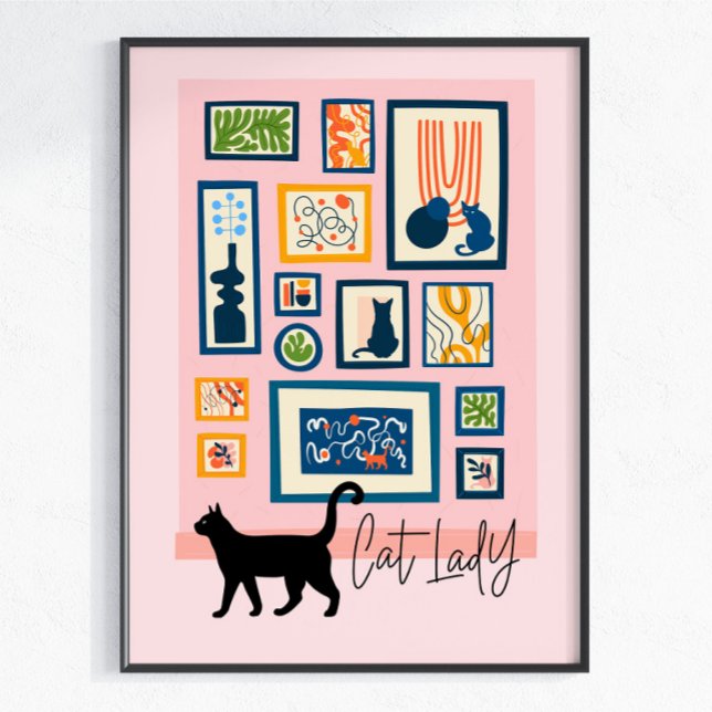 Cat Lady Colourful Modern Cat Lover Decor Pink (Creator Uploaded)