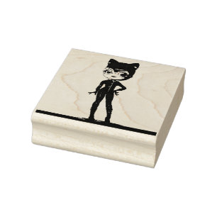 CAT LADY CUTE RUBBER STAMP