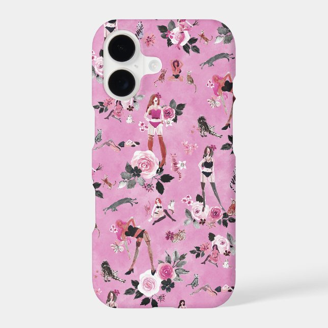 CAT LADY FLORAL Hot Pink (Back)