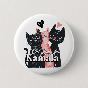 Cat Lady for Kamala Harris 2024 6 Cm Round Badge