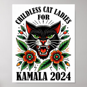 Cat Lady For Kamala Harris 2024  Poster
