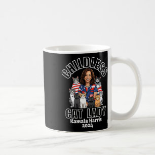 Cat Lady For Kamala Harris Funny Election 2024  Coffee Mug