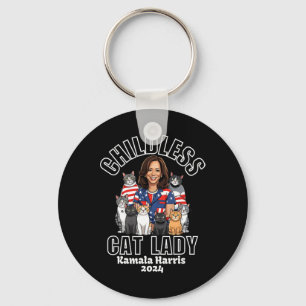 Cat Lady For Kamala Harris Funny Election 2024 Key Ring
