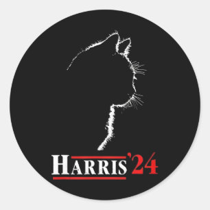 Cat Lady For Kamala Harris President Biden 24 Classic Round Sticker