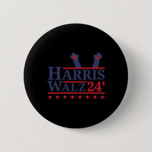 Cat Lady For Kamala Harris Tim Walz 2024 Election 6 Cm Round Badge