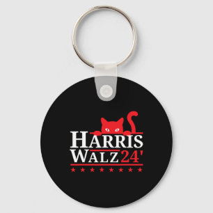 Cat Lady For Kamala Harris Tim Walz Vp 2024 Key Ring