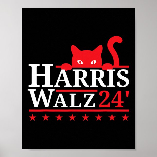 Cat Lady For Kamala Harris Tim Walz Vp 2024  Poster (Front)