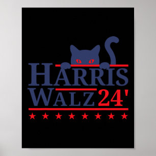 Cat Lady For Kamala Harris Tim WAlzheimer 2024  Poster